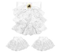 GYIOFAI Juego de puños de jabot de encaje con gemas, cuello con volantes y puños con volantes, cuello falso para caballero, vampiro, juez, pirata, accesorios para Halloween, carnaval, día mundial del