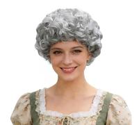 GYIOFAI Peluca de Anciana, Peluca Corta y Rizada para Abuela, Pelucas Afro de Abuela para Mujer para Uso Diario Carnaval Día Mundial del Libro Halloween Cosplay (Plata)