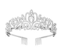 GYIOFAI Tiara Mujer Coronas de Cristal con Peines Corona Reina Coronas de Princesas Tiara para Novia Boda Cumpleaños Carnaval Fiesta (Plata)