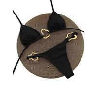 Gyios bañador Bikini Sexy con Correa Ajustable para Mujer - Traje De Baño Dos Piezas Dividido Cordones Color Sólido Playa, Piscina, Vacaciones Verano-el Estornudó-l