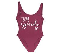 Gyios bañador Mujeres Novia Y Equipo Traje De Baño Una Sola Pieza, Oro Impresión para La Fiesta Soltera, Vacaciones En Piscina Playa-Wine Team1-xxxl