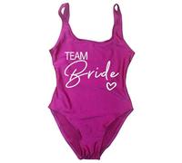 Gyios bañador Mujeres Novia Y Equipo Traje De Baño Una Sola Pieza, Oro Impresión para La Fiesta Soltera, Vacaciones En Piscina Playa-Purple Team1-m