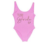 Gyios bañador Mujeres Novia Y Equipo Traje De Baño Una Sola Pieza, Oro Impresión para La Fiesta Soltera, Vacaciones En Piscina Playa-Pink Team3-l