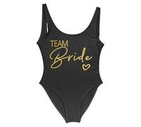 Gyios bañador Mujeres Novia Y Equipo Traje De Baño Una Sola Pieza, Oro Impresión para La Fiesta Soltera, Vacaciones En Piscina Playa-Black Team 2-l