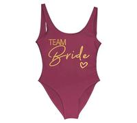 Gyios bañador Mujeres Novia Y Equipo Traje De Baño Una Sola Pieza, Oro Impresión para La Fiesta Soltera, Vacaciones En Piscina Playa-Wine Team2-xxl