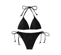 Gyios bañador Sexy Triangle Bikini For Women - 2-Piece Swimwear Set, String Brazilian Thong Beach, Pool, Summer Vacation Swimwear-Black-l