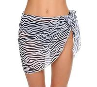 Gyios bañador Women Beach Sarong Cover Up - Short Sheer Chiffon Skirt Wrap For Bikini, Pool, Summer Holiday Swimwear-7-one Size