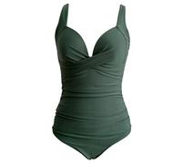 Gyios bañador Women Ruched One Piece Swimsuit - Solid Color Swimwear For Beach, Pool, Summer Vacation Bathing Bodysuit-2army Green-XXL