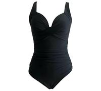 Gyios bañador Women Ruched One Piece Swimsuit - Solid Color Swimwear For Beach, Pool, Summer Vacation Bathing Bodysuit-1black-s