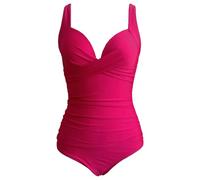 Gyios bañador Women Ruched One Piece Swimsuit - Solid Color Swimwear For Beach, Pool, Summer Vacation Bathing Bodysuit-3rose Red-XL