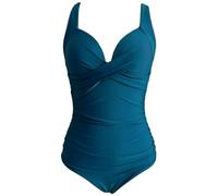 Gyios bañador Women Ruched One Piece Swimsuit - Solid Color Swimwear For Beach, Pool, Summer Vacation Bathing Bodysuit-4peacock Blue-XXL