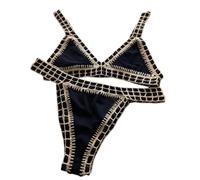 Gyios Bikini 2025 Hand Hook For Women, Sexy Bandeau Push-up Swimsuit, Solid Patchwork Crochet Bathing Suit, Stylish Beachwear-United States-bikini1-l