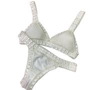 Gyios Bikini 2025 Hand Hook For Women, Sexy Bandeau Push-up Swimsuit, Solid Patchwork Crochet Bathing Suit, Stylish Beachwear-United States-bikini2-m