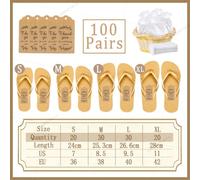 Gyios Chanclas 6-100 Pares A Granel Sandalias De Boda con Tarjetas Y Bolsos, Tamaño Mixto Blancas Negras para Los Huéspedes, Favores La Fiesta Soltera-100 Pairs Gold-s-China Mainland