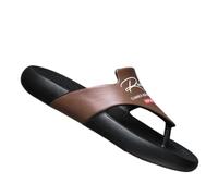 Gyios Chanclas De Playa Hombre Hombres 5cm Dos Tonos Eva Chanclas, Carta Impresión Masaje Antideslizante Tanga Sandalias para La Calle Al Aire Libre Diario Casual-brown-44 45