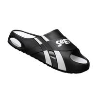 Gyios Chanclas Hombre Imprimir La Carta Unisex Eva Diapositivas, 4 Cm Grueso Cojín Antideslizante Zapatillas Abiertas Del Dedo Pie Para Ducha Interior Al Aire Libre Uso Diario-black-44 45