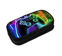 Gyios Estuche Caso De Lápiz Doble Capa del Controlador Juego Neón, Bolsa Pluma Temática Juegos Gran Capacidad para Niños Niñas Suministros Escolares-Black