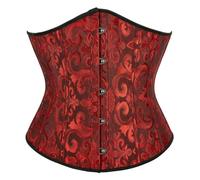 Gyios Fajas Reductoras Mujer Vintage Underbust Corset Top Mujeres Jacquard Gótico Plástico Huesos Vascos Body Shaper Adelgazar Cintura Entrenador Bustier-Black Red-XXL