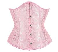 Gyios Fajas Reductoras Mujer Vintage Underbust Corset Top Mujeres Jacquard Gótico Plástico Huesos Vascos Body Shaper Adelgazar Cintura Entrenador Bustier-Pink-XXL