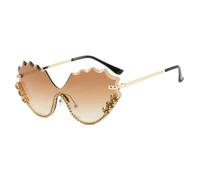 Gyios Gafas de Sol Hip Hop Fashion Shades - Mujeres Sin Montura Diamante Uv400 Diseño Onda Lujo Unisex Conducción Al Aire Libre Viajes Estilo Callejero-té Degradado Dorado-como Imagen