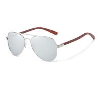 Gyios Gafas De Sol Metal con Templo Madera Natural Lente Polarizada Negra Conducción Clásicas