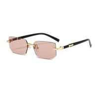 Gyios Gafas De Sol Rectángulo Sin Borde Gradiente-Tint Shades Bisagra Metal para Paseos Diarios La Ciudad del Ocio Al Aire Libre