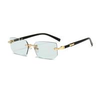 Gyios Gafas De Sol Rectángulo Sin Borde Gradiente-Tint Shades Bisagra Metal para Paseos Diarios La Ciudad del Ocio Al Aire Libre