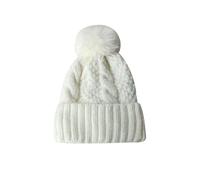 Gyios Gorro de Punto para Hombre Grueso Invierno Mujer, Cálido Esquí Y Nieve, Tejido con Pompón Piel-2-blanco-talla Única