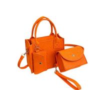 Gyios Handtasche 3pcs Setgeprägte Frauenhandtasche Stilvolle Crossbody -tasche Kupplung Und Brieftasche, Feste, Farbene Quadratische Umhängetasche, Stoff Für Den Täglichen Gebrauch-orange