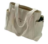 Gyios Handtasche Leinwand Frauen Umhängetasche Große Kapazität Mehrere Äußere Taschenzipper -einkaufstaschen Schüler Einkauf-weiß