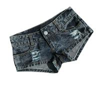 Gyios Shorts Vaqueros Mujer Mujeres De Cintura Baja Ácido Lavado Denim Pantalones Cortos Calientes, Desgarrado Delgado Super Corto Jeans Club Ropa Callejera-Blue-m