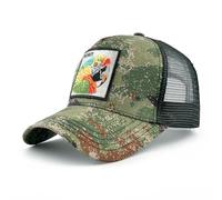 Gyios Sombrero de Pescador Gorra Camuflaje Trucker Cap Hombres Mujeres León Bordado Parche Snapback Visor Malla Ajustable Béisbol Al Aire Libre-yw