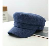 Gyios Sombrero de Pescador Gorra Retro Newsboy Cap Hombres Mujeres Color Sólido Respirable Top Plano Militar Beret Sol Casual Moda Al Aire Libre-Azul