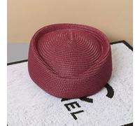 Gyios Sombrero de Pescador Gorra Straw Beret Hat Women Retro Pillbox Party Wedding Teardrop Bridal Summer Stewardess Fashion Lightweight-burgundy-55-58cm