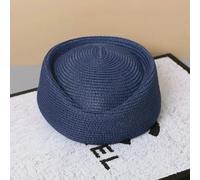 Gyios Sombrero de Pescador Gorra Straw Beret Hat Women Retro Pillbox Party Wedding Teardrop Bridal Summer Stewardess Fashion Lightweight-Dark Blue Blue-55-58cm