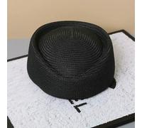Gyios Sombrero de Pescador Gorra Straw Beret Hat Women Retro Pillbox Party Wedding Teardrop Bridal Summer Stewardess Fashion Lightweight-black-55-58cm