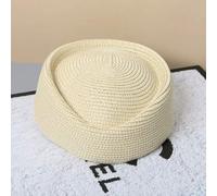 Gyios Sombrero de Pescador Gorra Straw Beret Hat Women Retro Pillbox Party Wedding Teardrop Bridal Summer Stewardess Fashion Lightweight-beige-55-58cm