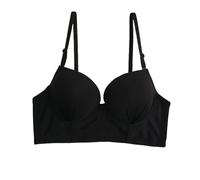 Gyios Sujetador Bras De Mujer Volado V Cuello Suave Brazalete Everyday Bushirt Brazettes Empuje-negro-80b