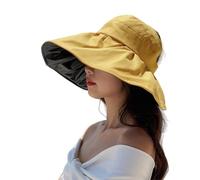 Gyios Sun Hat 1pcs Verano Vacío Superior Ancho Borde Plegable Sombrero De Sol Mujeres Protector Solar Cubo Mujer para Otoño Senderismo Al Aire Libre Pesca Gorras Playa-Yellow