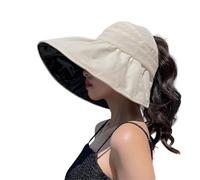 Gyios Sun Hat 1pcs Verano Vacío Superior Ancho Borde Plegable Sombrero De Sol Mujeres Protector Solar Cubo Mujer para Otoño Senderismo Al Aire Libre Pesca Gorras Playa-Beige