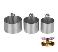GYJZZW Juego de 3 anillos redondos profesionales de acero inoxidable con prensa, pequeños moldes para hornear pasteles y anillos de metal para galletas (3 piezas)