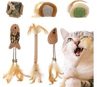 GYJZZW Juguetes para gatos de interior con hierba gatera - 6 estilos de juguetes masticables naturales para limpiar los dientes, aliviar la ansiedad y el estrés, reducir el riesgo de obesidad, ideal