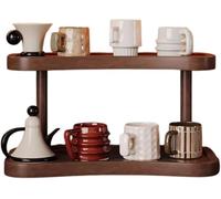 GYJZZW Organizador de tazas de madera de doble capa para armarios de cocina, soporte para tazas, diseño de doble capa, soporte de almacenamiento de borde liso fuerte (A1)