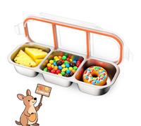 GYJZZW Recipientes reutilizables de acero inoxidable con tapas, 2/3 compartimentos de acero inoxidable, recipientes de almacenamiento de alimentos divididos para la escuela, viajes (naranja, 3