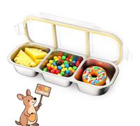 GYJZZW Recipientes reutilizables de acero inoxidable con tapas, 2/3 compartimentos de acero inoxidable, recipientes de almacenamiento de alimentos divididos para la escuela, viajes (crema, 3