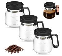 GYJZZW Taza de café de vidrio de 16 onzas, mini taza de café con tapa a prueba de derrames, gran capacidad resistente al calor, tazas modernas únicas para colegas, oficina en casa (3 piezas)