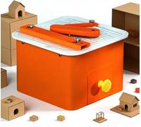 GYKOZY Cortadora eléctrica de cartón, Sierra de Corte sin Cuchilla de 45 W, con cajón para restos, Kit de Herramientas Seguro para la construcción con cartón, Grosor de Corte de 0 a 4 mm