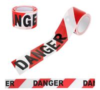 Gykutix 100 m x 7.5 cm Cinta de Advertencia Barrera de Seguridad No Adhesiva con DANGER Calidad para Construcción Industria Eventos y Decoración Halloween Color Rojo y Blanco