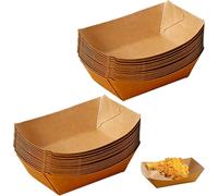 Gykutix 100Pcs Cuencos Aperitivos Desechables Bandejas de Cartón Kraft Cuenco Tipo Barco de Cartón para Patatas Fritas Snack Curry Salchicha Ensalada Macarons Aperitivos