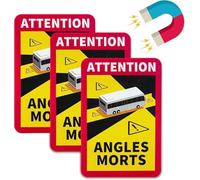 Gykutix 3Pcs Magnéticas Attention Angles Morts Adhesivos 25 x 17 cm Señal ángulos Muertos Homologado Pegatina Cartel de Advertencia para Francia, con protección UV, para Camiones y Caravanas